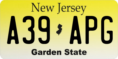 NJ license plate A39APG