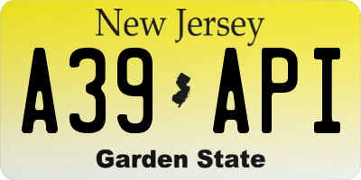 NJ license plate A39API