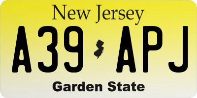 NJ license plate A39APJ