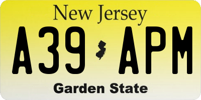NJ license plate A39APM