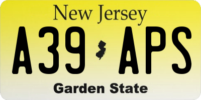 NJ license plate A39APS