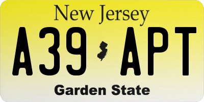 NJ license plate A39APT