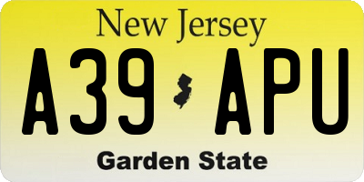 NJ license plate A39APU