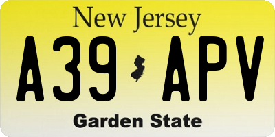 NJ license plate A39APV