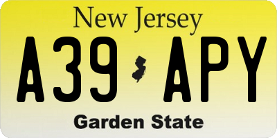 NJ license plate A39APY