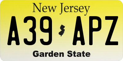NJ license plate A39APZ