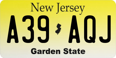 NJ license plate A39AQJ