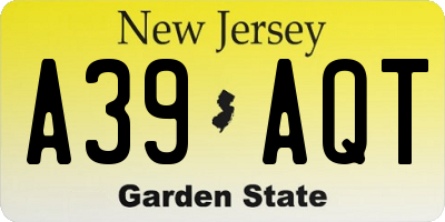 NJ license plate A39AQT