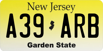 NJ license plate A39ARB