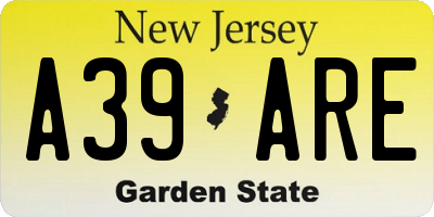 NJ license plate A39ARE