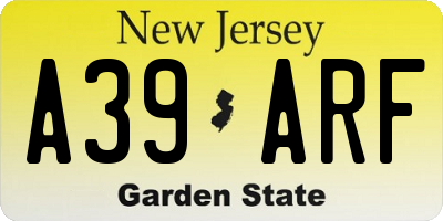 NJ license plate A39ARF