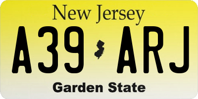 NJ license plate A39ARJ