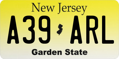 NJ license plate A39ARL
