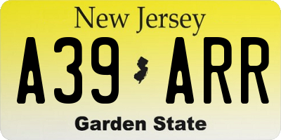 NJ license plate A39ARR