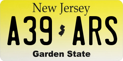 NJ license plate A39ARS