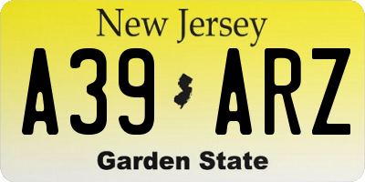 NJ license plate A39ARZ