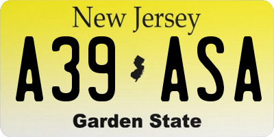 NJ license plate A39ASA