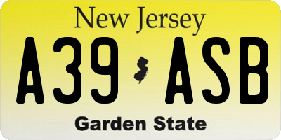 NJ license plate A39ASB