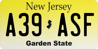 NJ license plate A39ASF