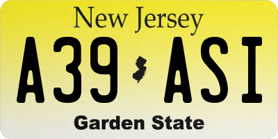 NJ license plate A39ASI