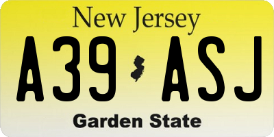 NJ license plate A39ASJ