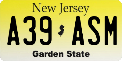 NJ license plate A39ASM