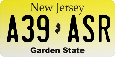 NJ license plate A39ASR