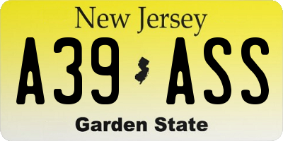 NJ license plate A39ASS