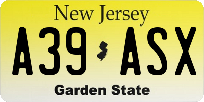 NJ license plate A39ASX