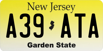 NJ license plate A39ATA