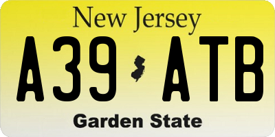 NJ license plate A39ATB