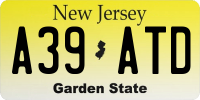 NJ license plate A39ATD