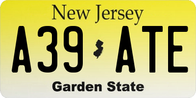 NJ license plate A39ATE