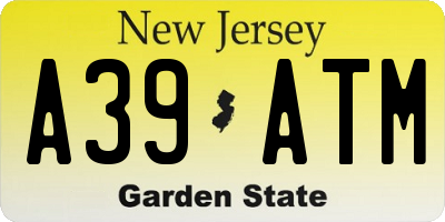NJ license plate A39ATM