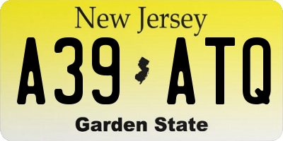 NJ license plate A39ATQ