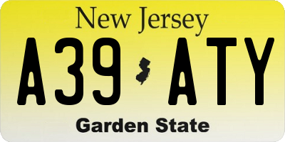 NJ license plate A39ATY