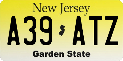 NJ license plate A39ATZ
