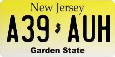 NJ license plate A39AUH