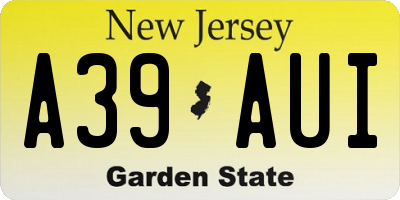 NJ license plate A39AUI