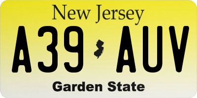 NJ license plate A39AUV