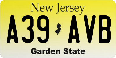 NJ license plate A39AVB