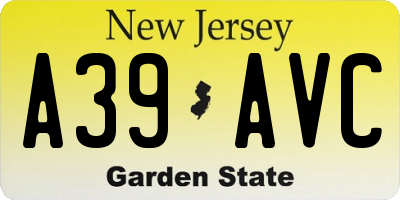NJ license plate A39AVC