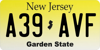 NJ license plate A39AVF