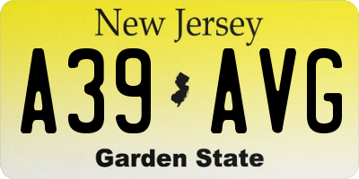 NJ license plate A39AVG