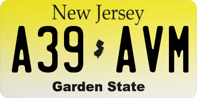 NJ license plate A39AVM