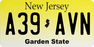 NJ license plate A39AVN