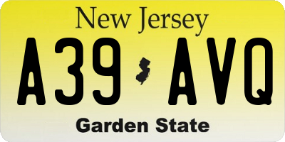 NJ license plate A39AVQ