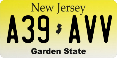 NJ license plate A39AVV