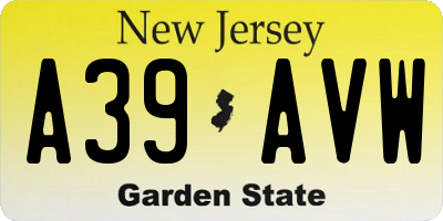 NJ license plate A39AVW