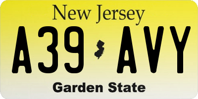NJ license plate A39AVY